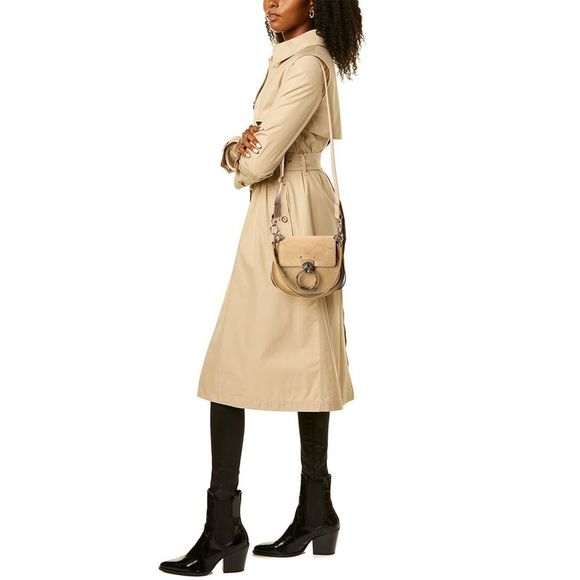 Chloé Tess Small Suede & Leather Shoulder Bag, Brown - Picture 4 of 4